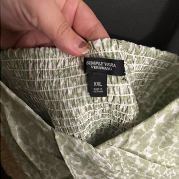 Simply Vera Wang Mint Leopard Print Twisted Sleeveless Tank Blouse NWT Size XXL - Picture 2 of 6